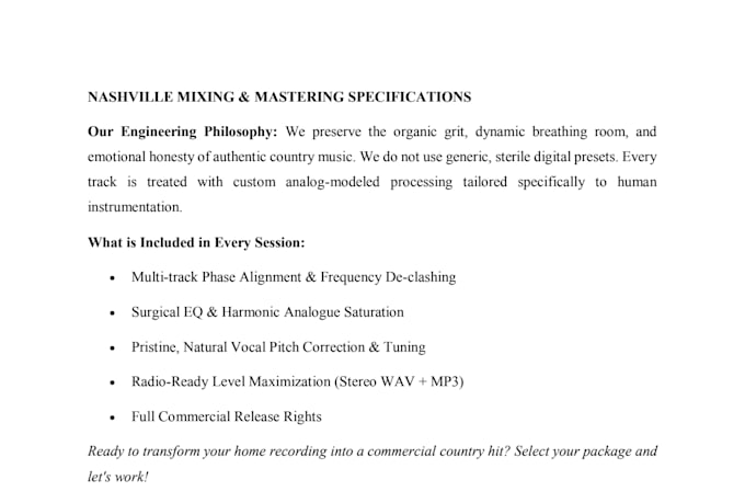 be your country music mixing and mastering engineer for your song, album or ep